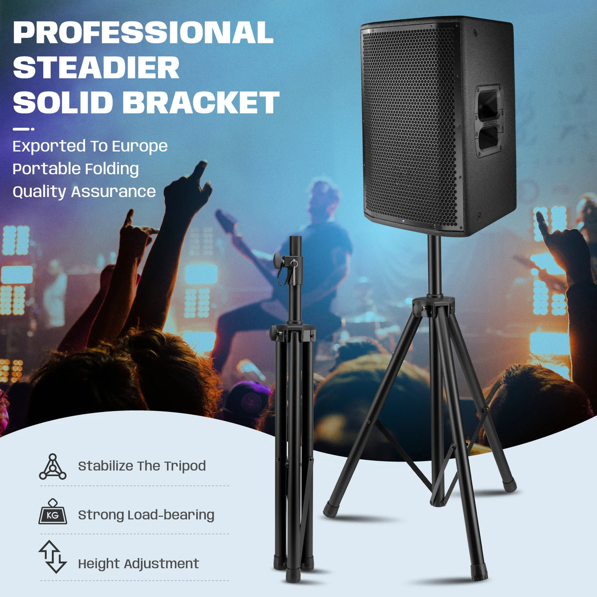 Hridz 186cm Heavy-Duty Speaker Stand Professional DJ Tripod with Base Plate