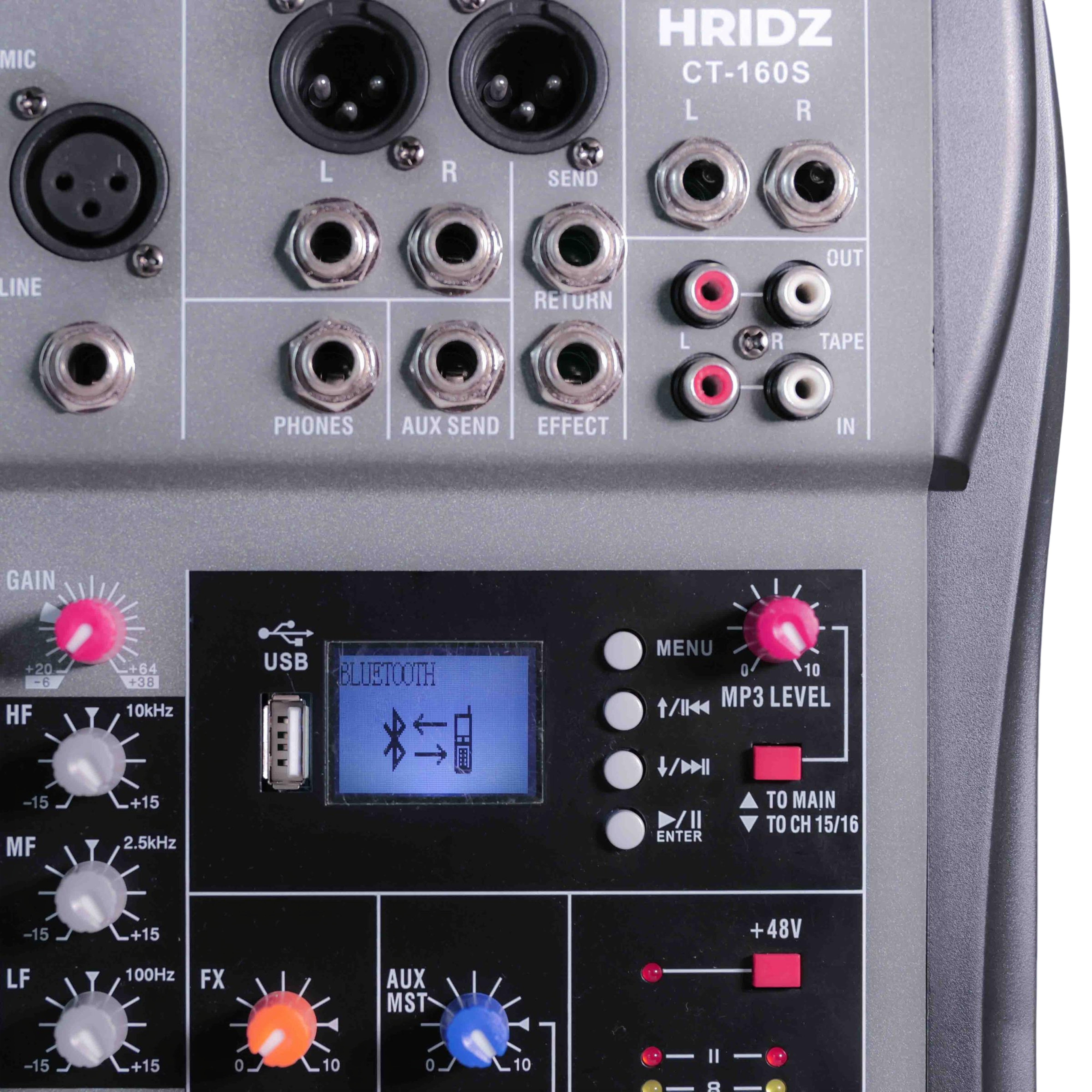 Hridz 16 Channel Professional Audio Mixer - USB Interface, Bluetooth & 48V Phantom Power for Studio, DJ, Karaoke & Live Stage