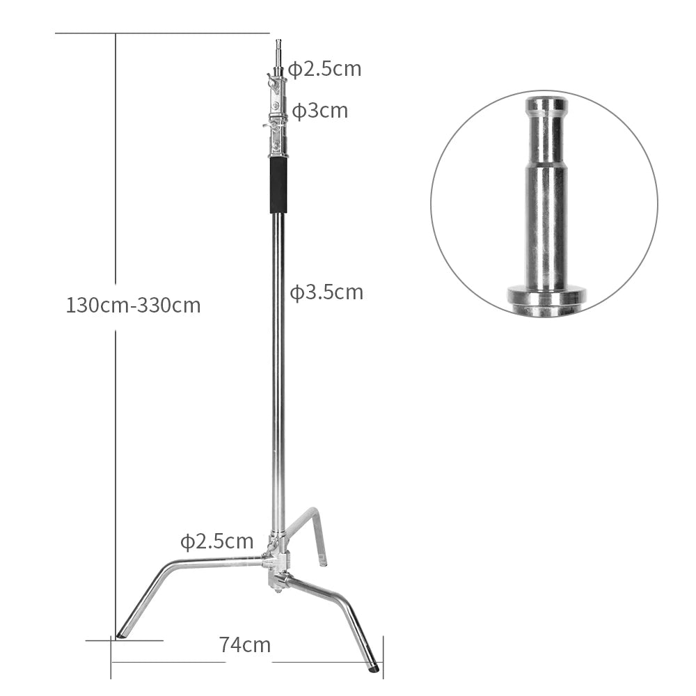 Hridz 300cm Stainless Steel Heavy Duty C-Stand – Century Light Stand for Studio Lighting