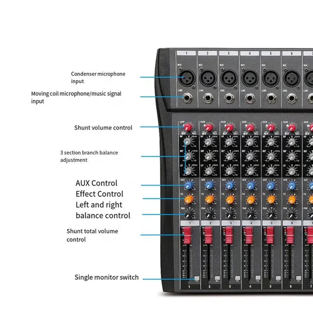 Hridz 8-Channel Karaoke Stereo Audio Mixer & 100m Range UHF Wireless Microphone Bundle