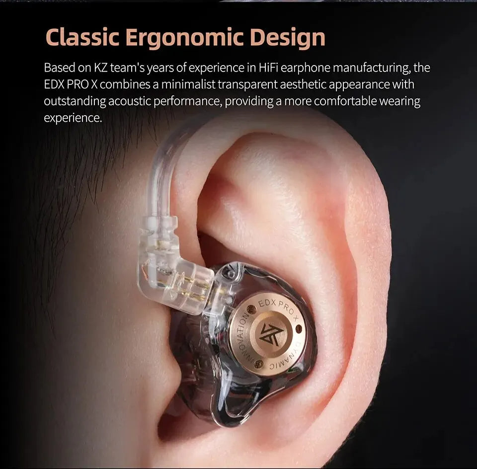 EDX Pro-X Wired In-Ear Monitor Earphones – No Mic, HiFi Stereo Bass
