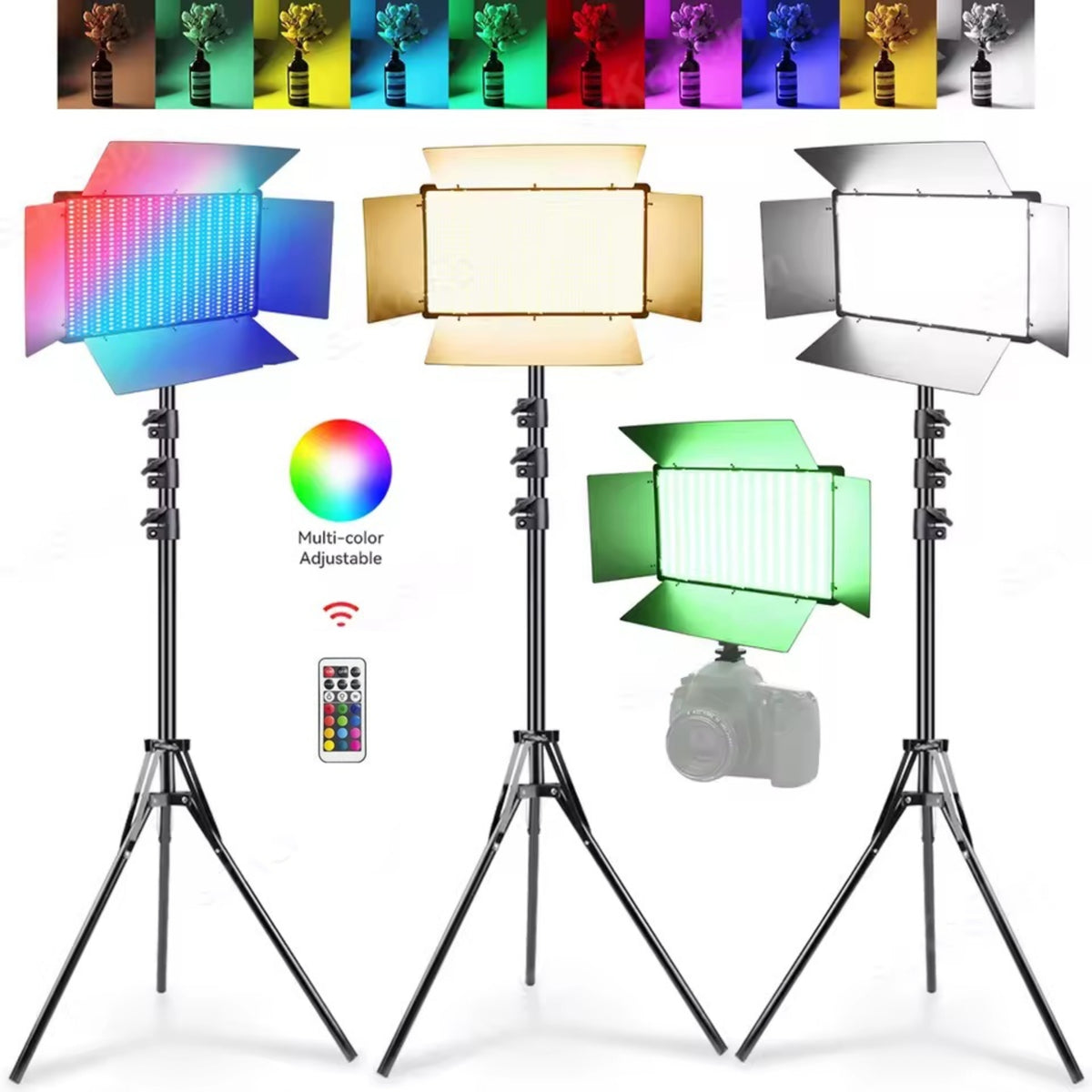 Hridz RGB LED Video Light β Dimmable Bi-Color, Adjustable RGB, Remote-Controlled Studio Light (U600+ / U800+)
