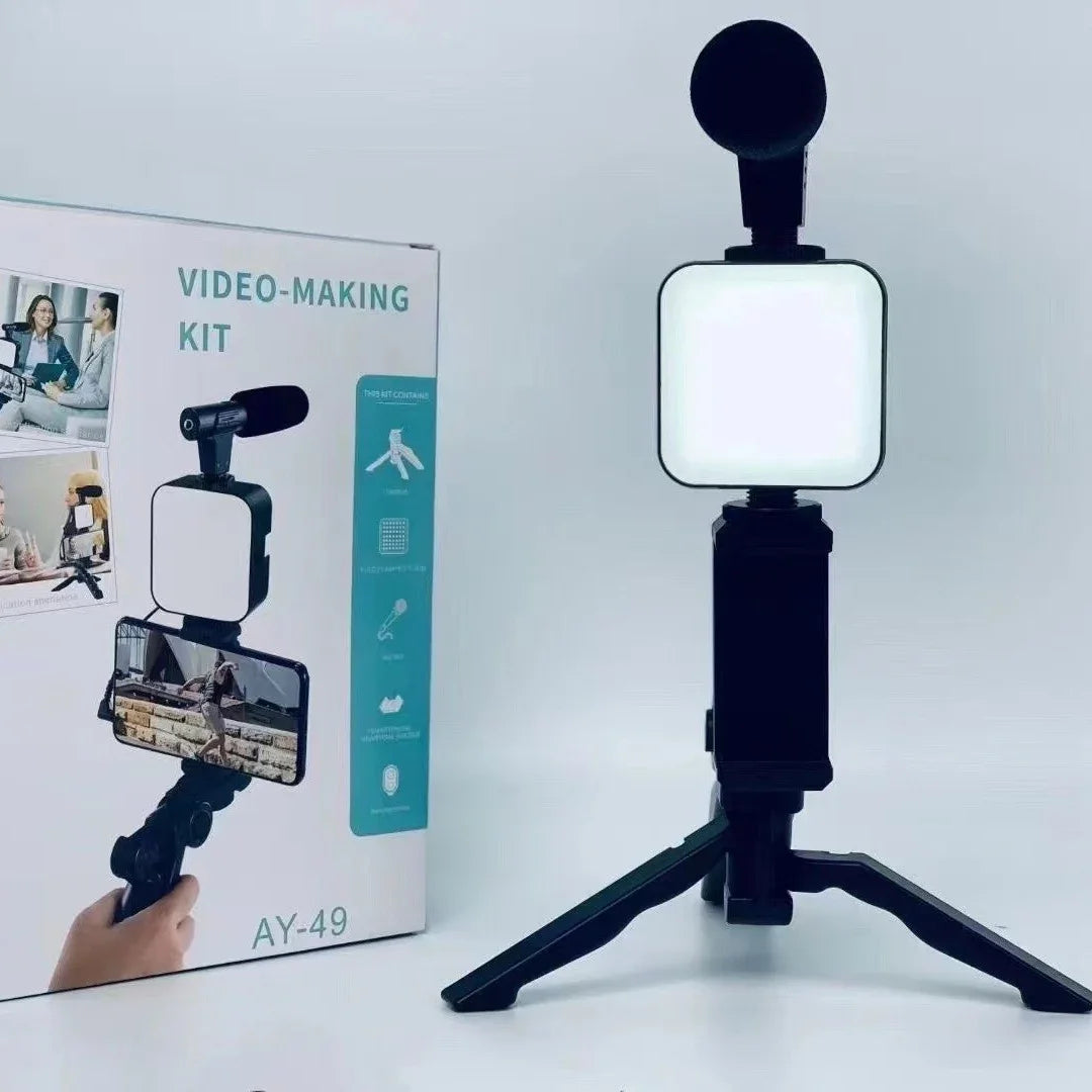 Hridz Smartphone Vlogging Kit – Tripod, LED Fill Light & Microphone for TikTok, YouTube & Live Streaming