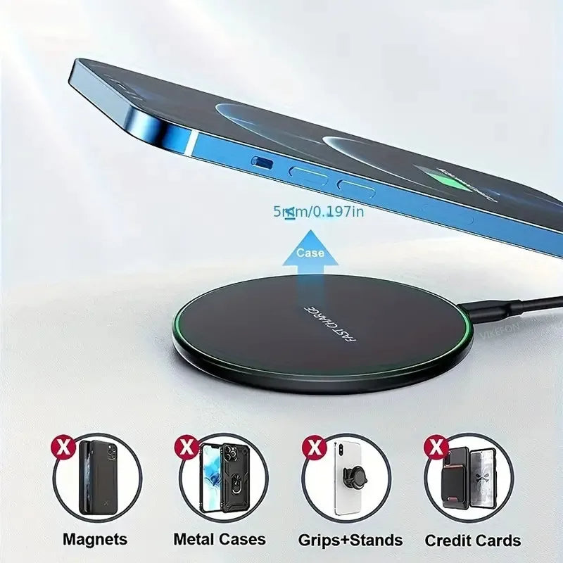 Hridz Ultra Fast Wireless Charger Slim Pad For Samsung Xiaomi Huawei iPhone