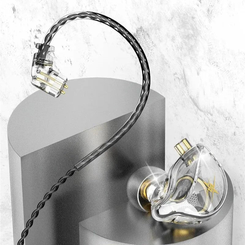 QKZ ZXT In-Ear Wired Double Earphones Clear No-Mic Dynamic DJ Monitor IEM Earbuds HIFI Music Sport Headphone