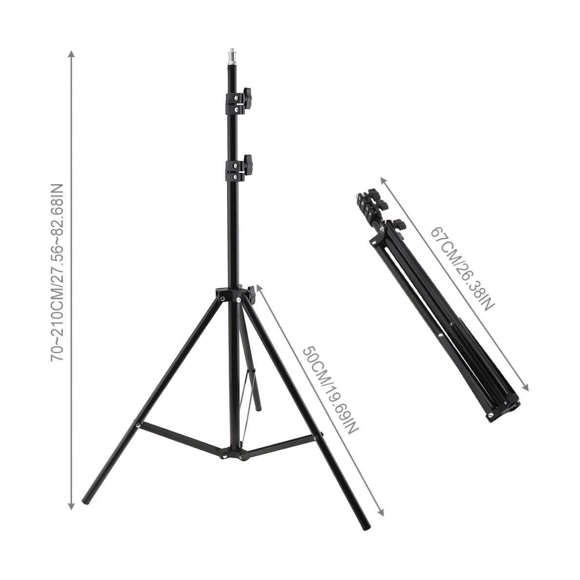Hridz 210cm Adjustable Light Stand Tripod – 70-210cm, 1/4" Screw for Studio Flash & LED Lights