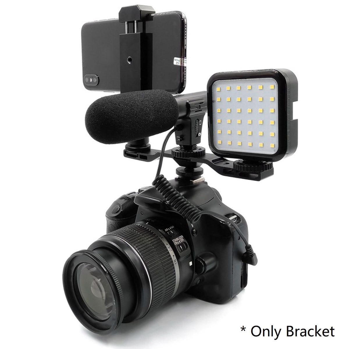 Hridz Cold Shoe Mount Extension Bar Bracket – Dual Mount Adapter for Cameras & Rigs