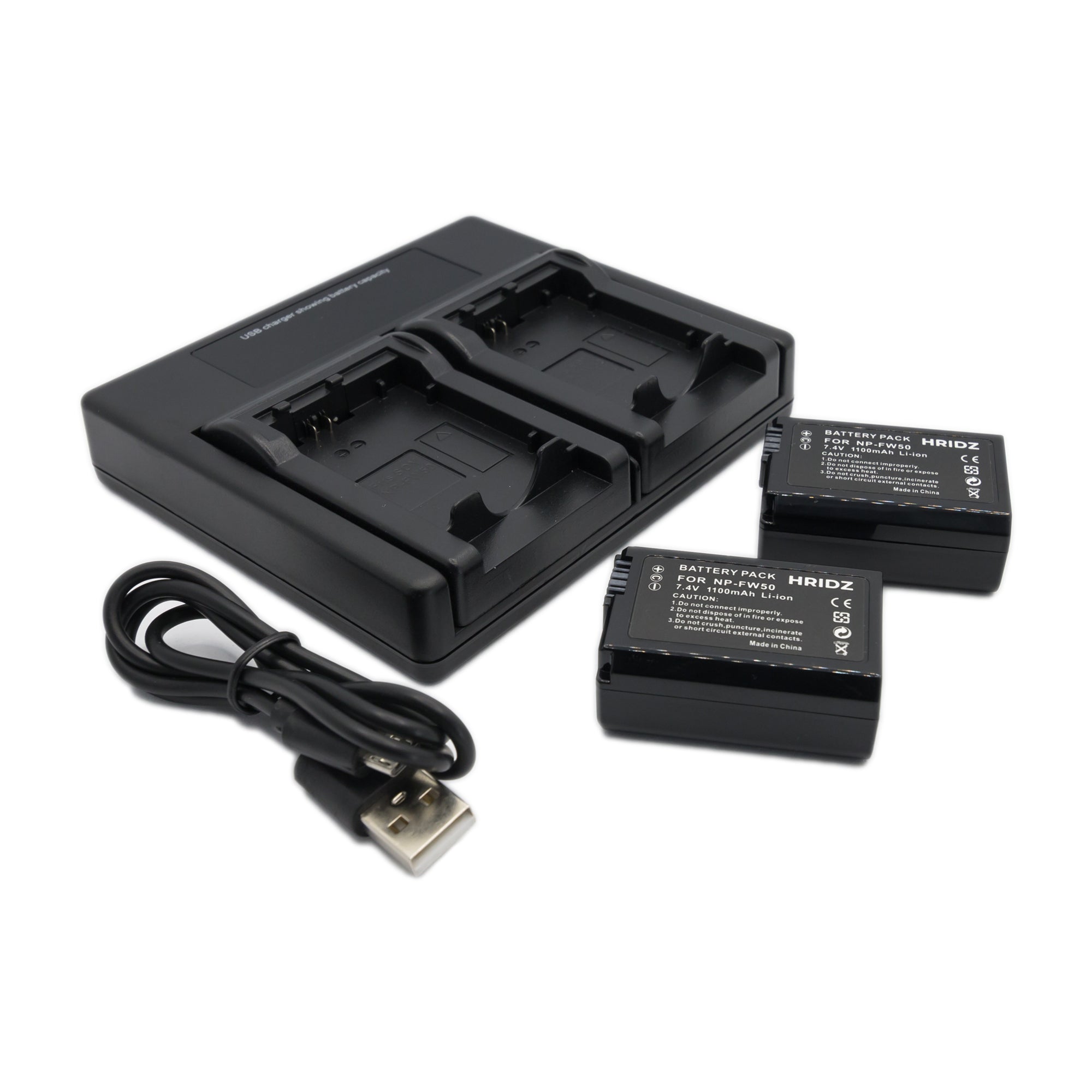 Hridz FW50 2*Batteries & Dual Charger for Sony NP-FW50 Battery A33 A35 A37 A55V RX10