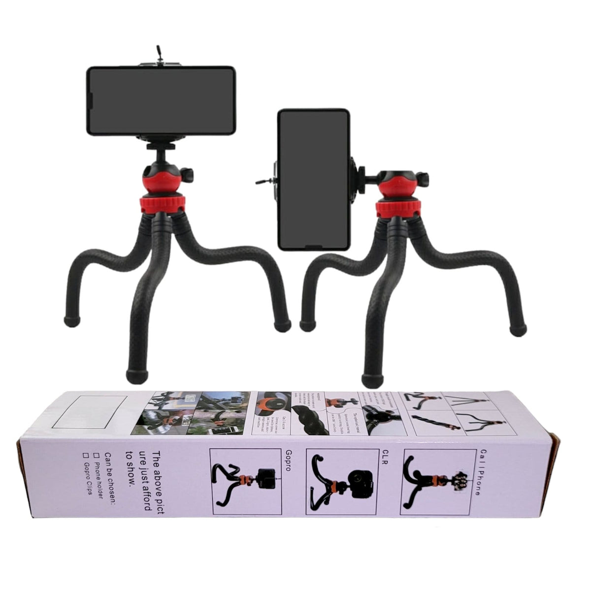 Hridz Flexible Octopus Tripod with 360° Ball Head – Bendable Stand for GoPro, Cameras & Phones