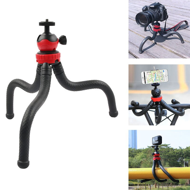Hridz Flexible Octopus Tripod with 360° Ball Head – Bendable Stand for GoPro, Cameras & Phones