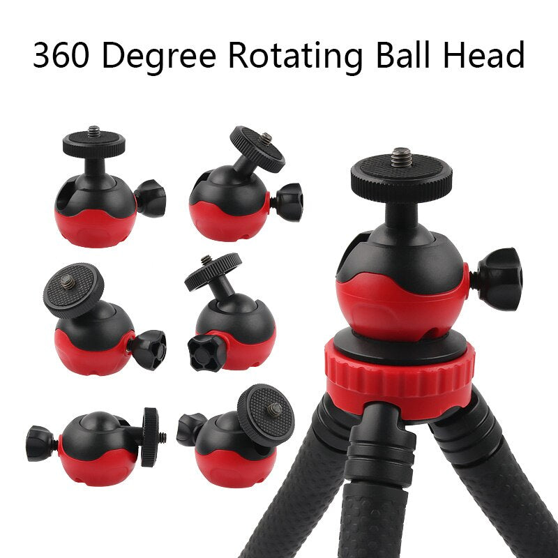 Hridz Flexible Octopus Tripod with 360° Ball Head – Bendable Stand for GoPro, Cameras & Phones