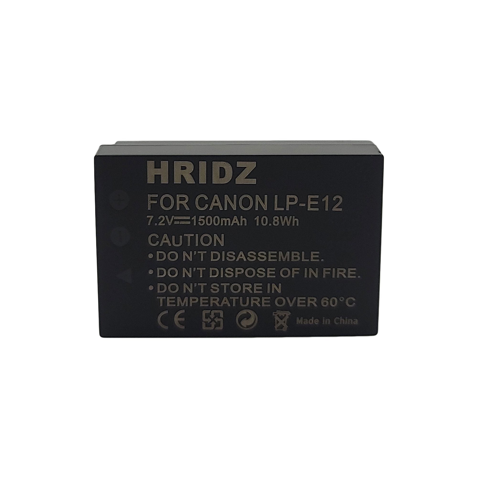 Hridz LP-E12 2*Battery 1*Dual Charger Pack for Canon EOS M M2 M10 M50 M100 M200 SL1 SX70 HS