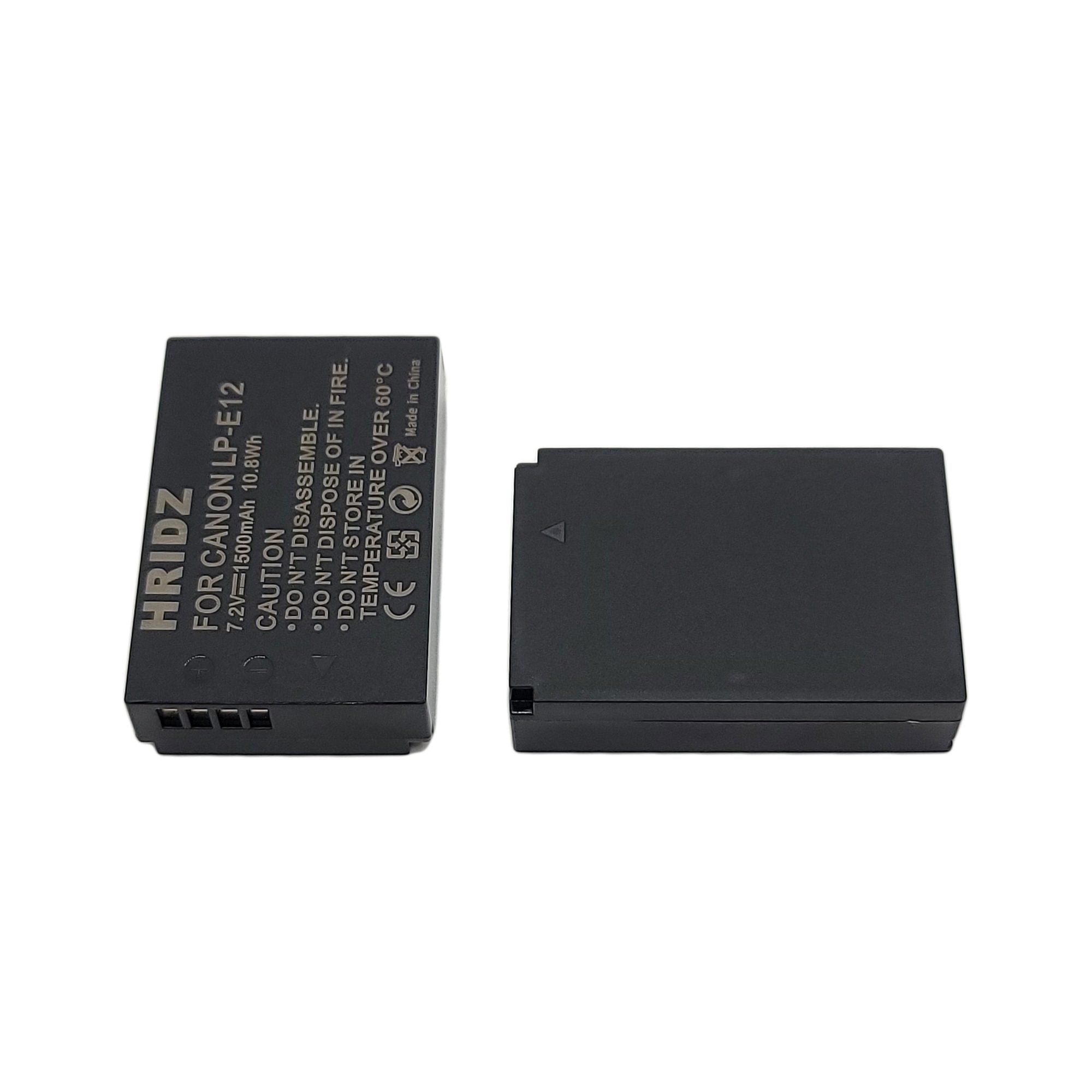 Hridz LP-E12 2*Battery 1*Dual Charger Pack for Canon EOS M M2 M10 M50 M100 M200 SL1 SX70 HS