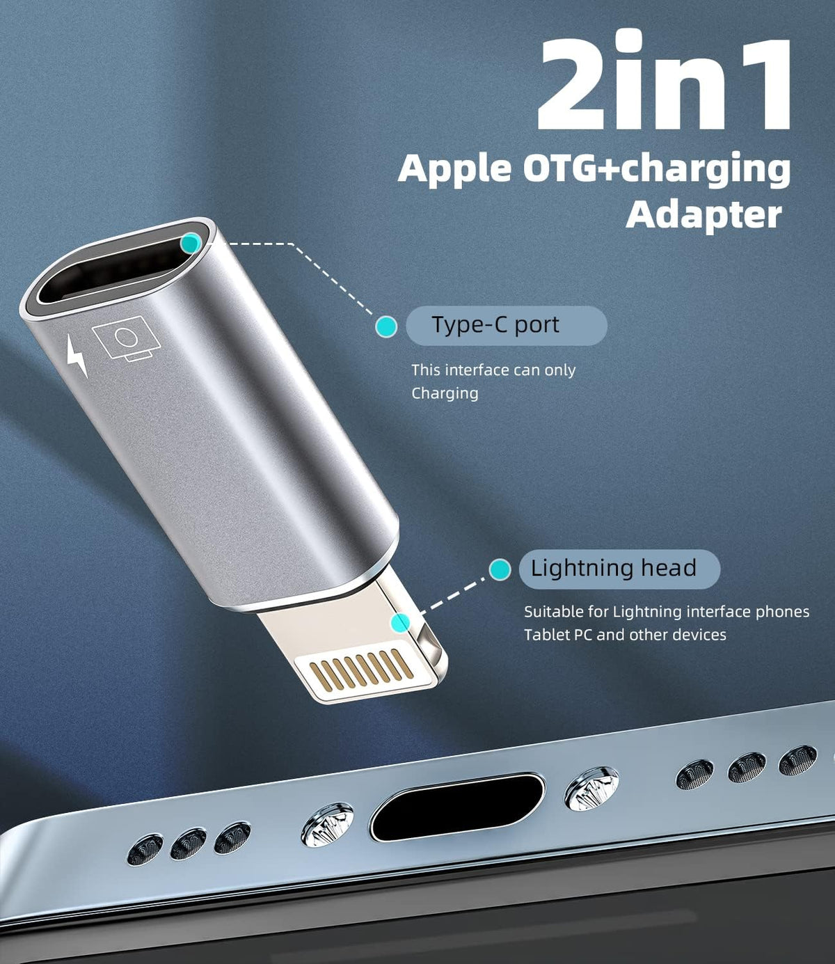 2 Pcs Hridz Lightning to USB Female OTG Adapter — Audio DAC Headphone Adapter for iPhone & iOS