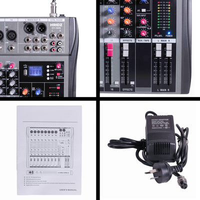 Hridz 16 Channel Professional Audio Mixer - USB Interface, Bluetooth & 48V Phantom Power for Studio, DJ, Karaoke & Live Stage