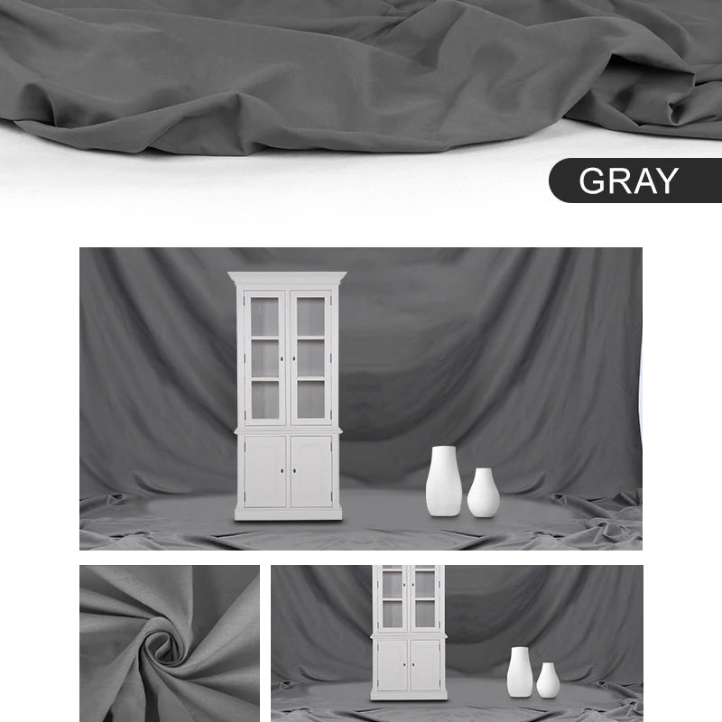 Hridz 2x3m Grey Muslin Photography Backdrop with Pocket