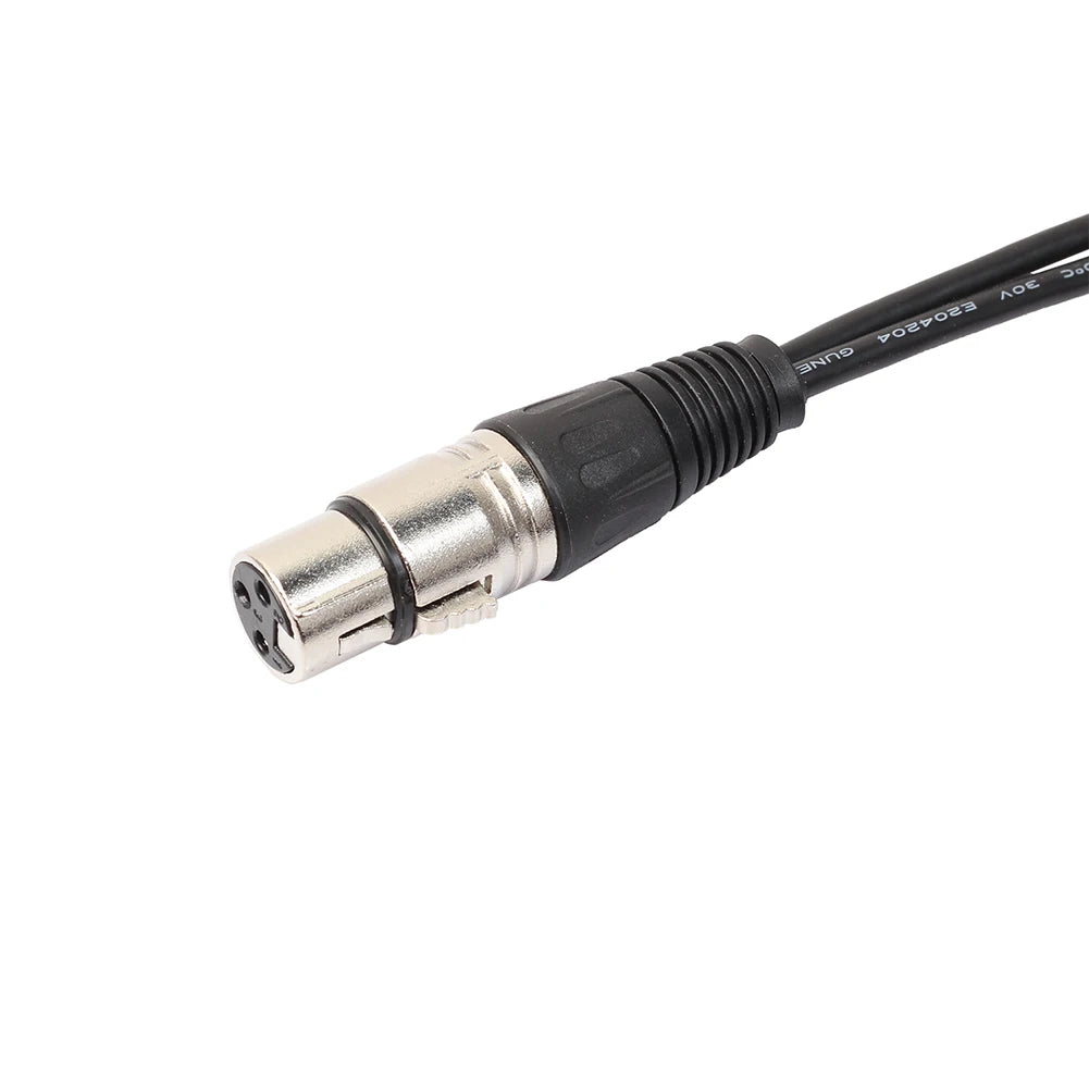 Hridz 3Pin XLR Female to Dual 2 Male Plug Y Splitter Adapter Cable 1ft – Professional Audio Mic Connector Cord
