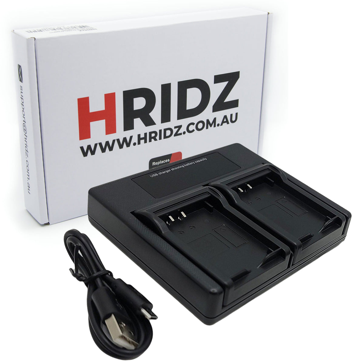 Hridz BCF10 Dual Battery Charger for Panasonic DMW-BCF10 / CGA-S009 Series Cameras