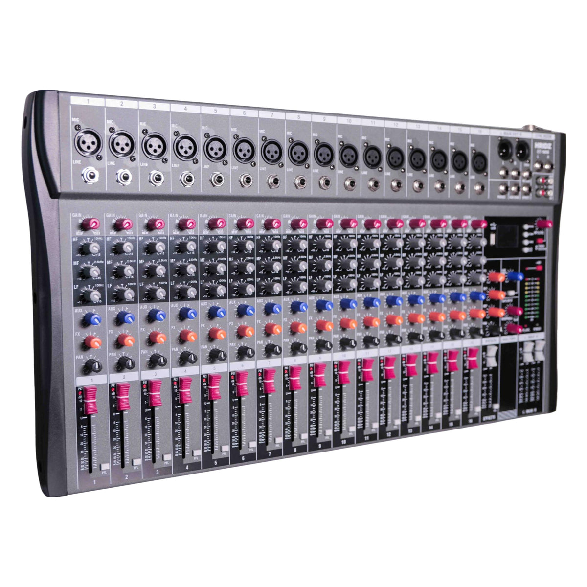 Hridz CT-160S 16-Channel Bluetooth Audio Mixer with USB & 48V Phantom Power