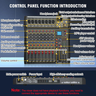 Hridz CT-80S 8-Channel Mixer & U8 Wireless Mic Bundle