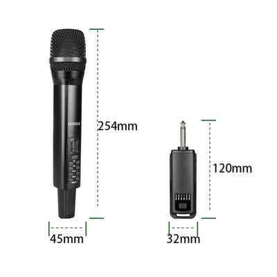 Hridz D100 2.4GHz Wireless Dynamic Karaoke Microphone System with Receiver, Reverb & Bass Control
