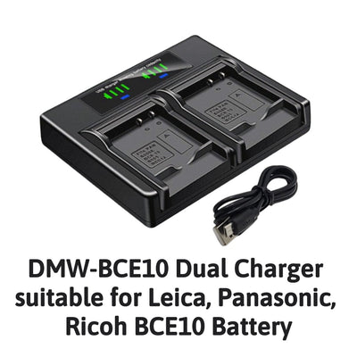 Hridz DMW-BCE10 Dual Battery Charger for Leica/Panasonic/Ricoh Cameras