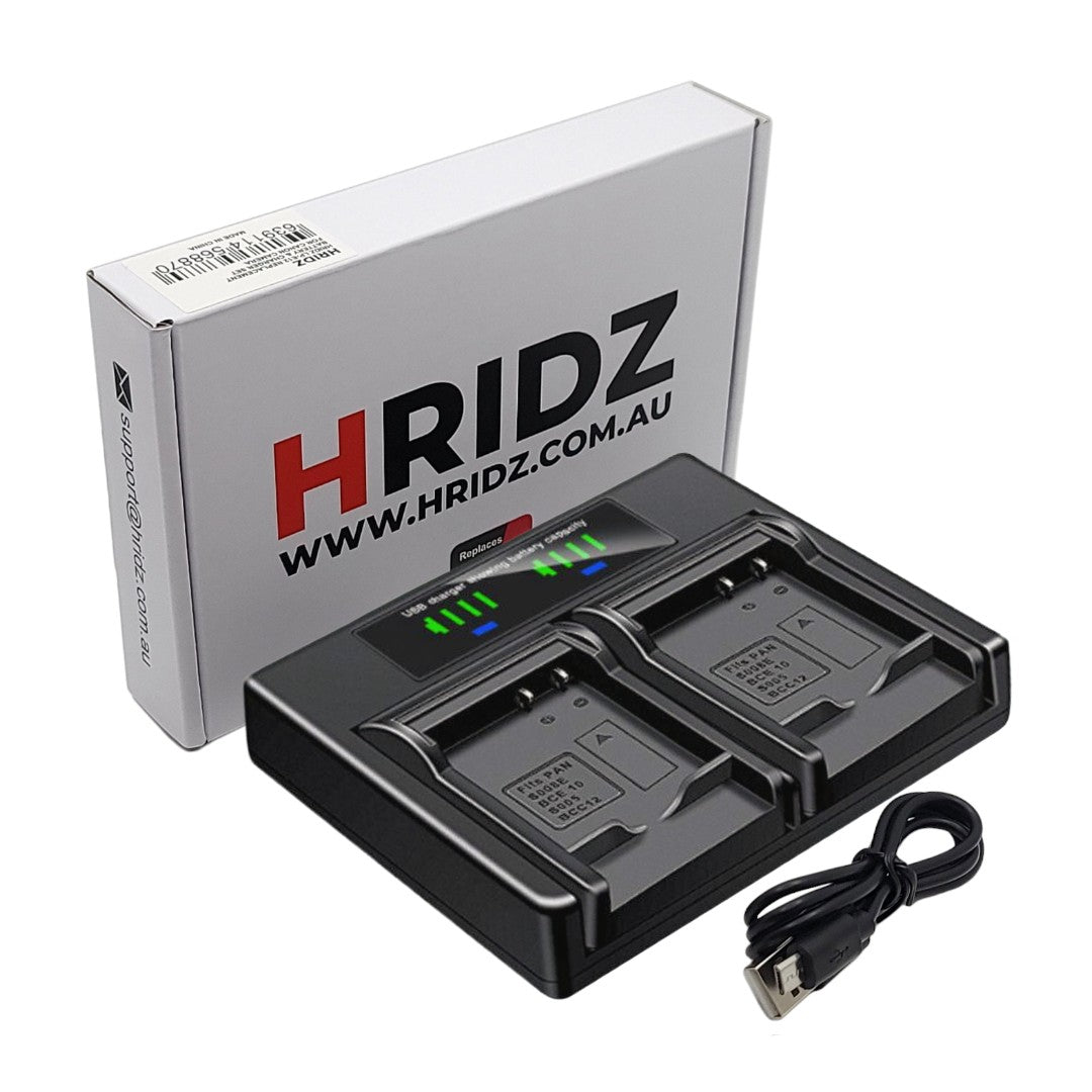 Hridz DMW-BCM13E Dual Battery Charger for Panasonic Lumix FT/TS/TZ/ZS Series Cameras