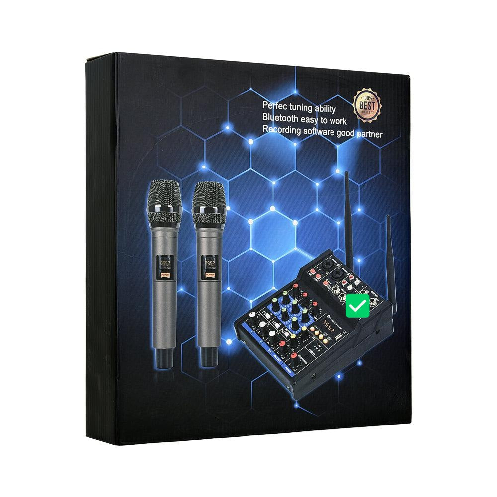 Hridz G04 4-Channel Audio Mixer with UHF Wireless Microphone — Bluetooth DJ & Karaoke Console