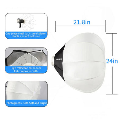 Hridz GLS65 65cm Globe Lantern Softbox with Bowens Mount – Collapsible 360° Diffuser