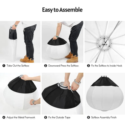 Hridz GLS65 65cm Globe Lantern Softbox with Bowens Mount – Collapsible 360° Diffuser