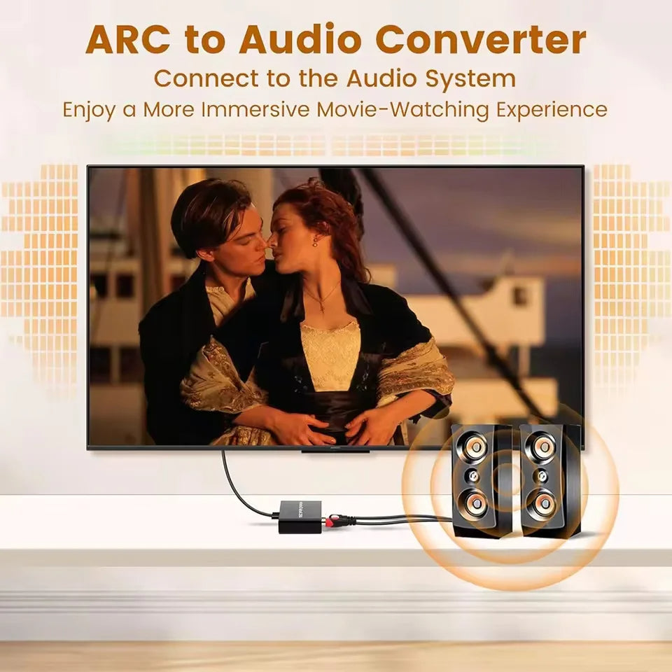 Hridz HDMI ARC Audio Extractor DAC Converter with Optical Coaxial SPDIF RCA 3.5mm Headphone Output for TV & Home Theater