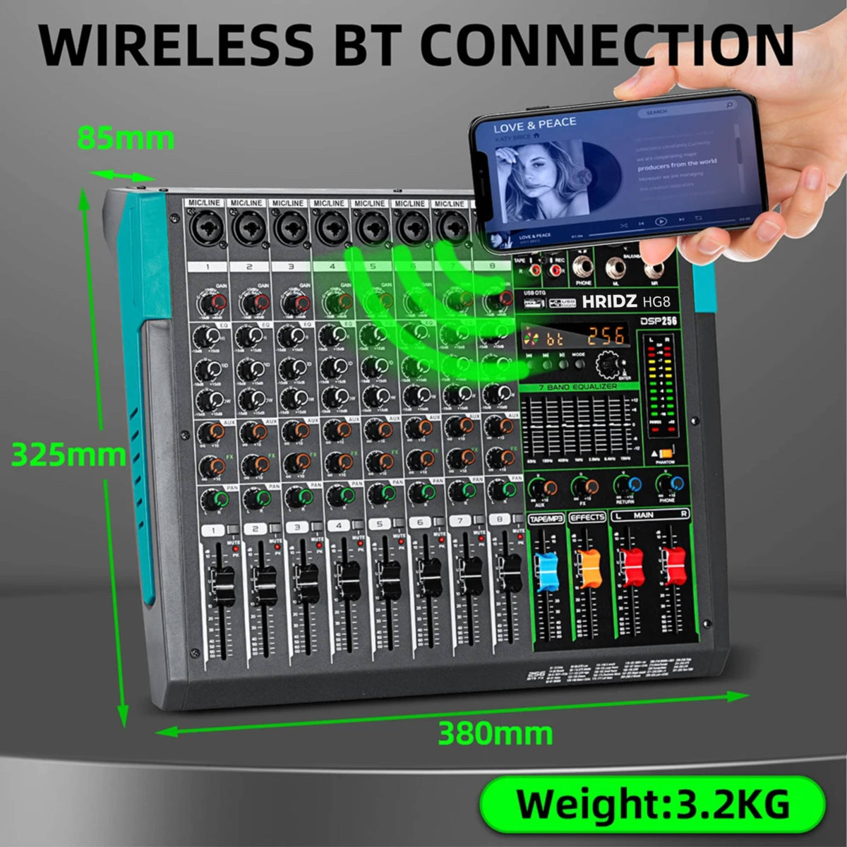 Hridz HG8 8-Channel Professional Audio Mixer