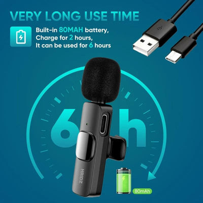 Hridz HZ9 Wireless Rechargeable Type-C Lavalier Microphone for Podcast & Interviews