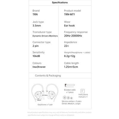 Hridz MT1 HiFi In-Ear Monitor Earphones – With or Without Mic, Dynamic DJ Monitors
