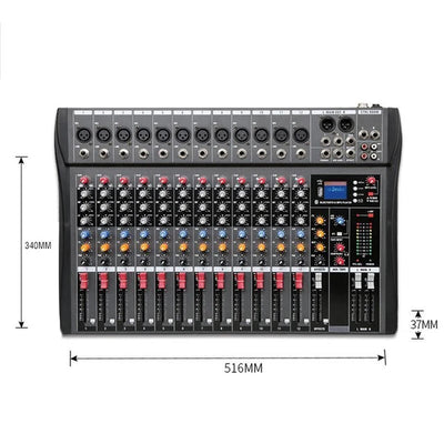 CT-120S Professional Audio Mixer for Karaoke - Pro 12-Channel Outdoor Sound Mixing Console