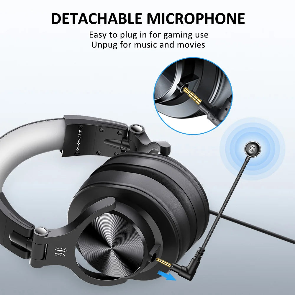 Profesisonal Wired Gaming Headset Gamer Hi-Res Over Ear Audio Headphones With Detachable Microphone