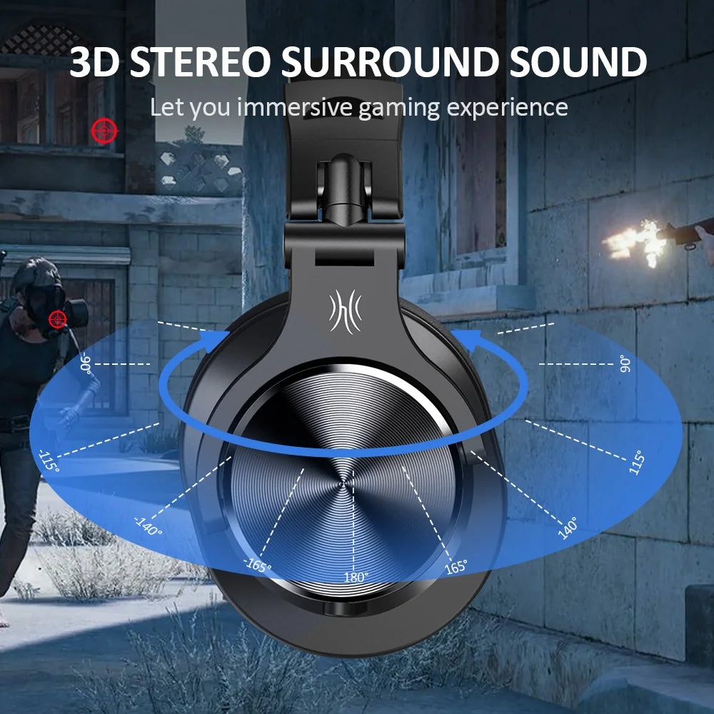 Profesisonal Wired Gaming Headset Gamer Hi-Res Over Ear Audio Headphones With Detachable Microphone