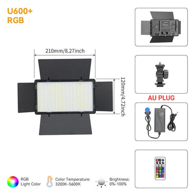 Hridz RGB LED Video Light – Dimmable Bi-Color, Adjustable RGB, Remote-Controlled Studio Light (U600+ / U800+)