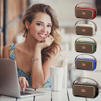 Hridz Retro Portable Bluetooth 5.0 Speaker – Stereo HiFi Sound, 1200mAh Battery, AUX & USB
