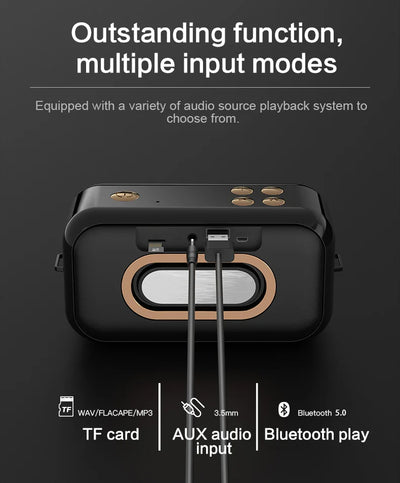 Hridz Retro Portable Bluetooth 5.0 Speaker – Stereo HiFi Sound, 1200mAh Battery, AUX & USB