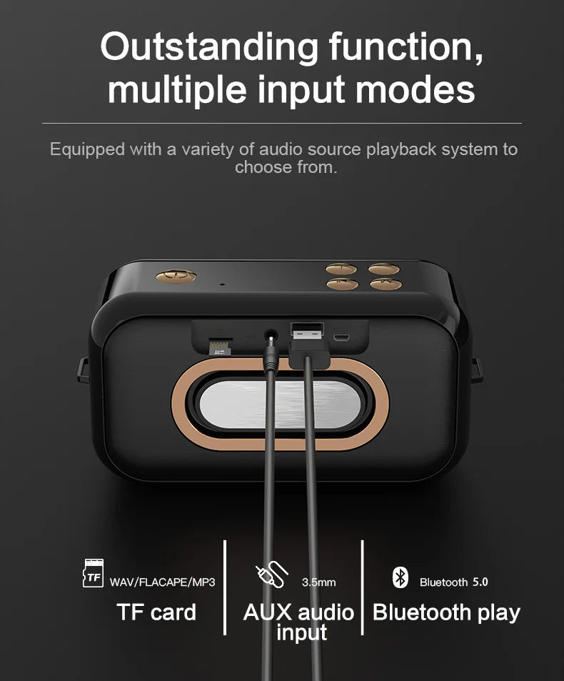 Hridz Retro Portable Bluetooth 5.0 Speaker – Stereo HiFi Sound, 1200mAh Battery, AUX & USB