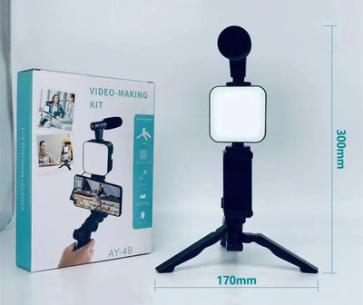 Hridz Smartphone Vlogging Kit – Tripod, LED Fill Light & Microphone for TikTok, YouTube & Live Streaming