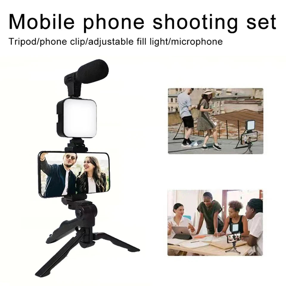 Hridz Smartphone Vlogging Kit – Tripod, LED Fill Light & Microphone for TikTok, YouTube & Live Streaming