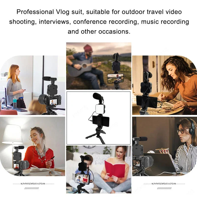 Hridz Smartphone Vlogging Kit – Tripod, LED Fill Light & Microphone for TikTok, YouTube & Live Streaming