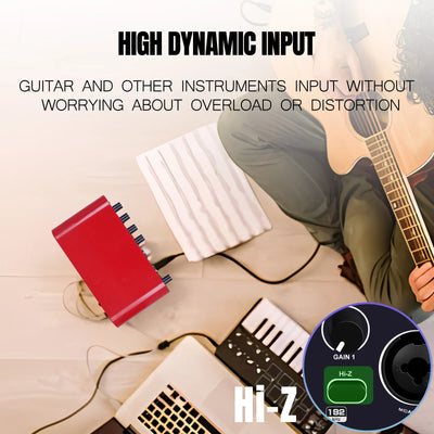 Professional USB Audio Interface: 24-bit/192kHz Sound Card with Loopback & +48V Phantom Power