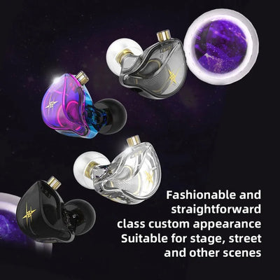 QKZ ZXT In-Ear Wired Double Earphones Clear No-Mic Dynamic DJ Monitor IEM Earbuds HIFI Music Sport Headphone
