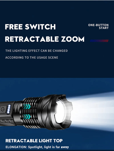 XHP50 Super Bright LED Flashlight – 2300 Lumens, USB Rechargeable, Waterproof, 7 Modes for Camping & Outdoor Adventures