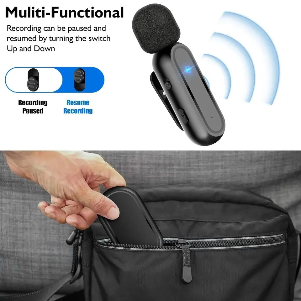 HRIDZ Wireless Lavalier Microphone Lightning Port Mic For iPhone ipad Vlog Live Stream