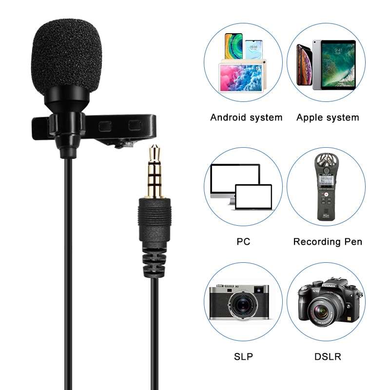Hridz 10m Extended Lavalier Microphone – Clip-On Mic for Live Broadcasting, Phone & DSLR