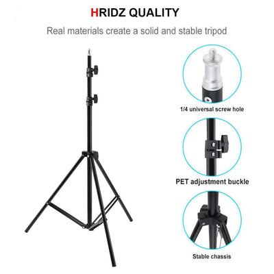 Hridz 210cm Adjustable Light Stand Tripod – 70-210cm, 1/4" Screw for Studio Flash & LED Lights